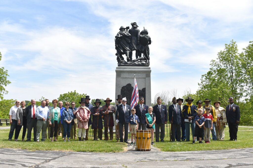 group photo at monument
