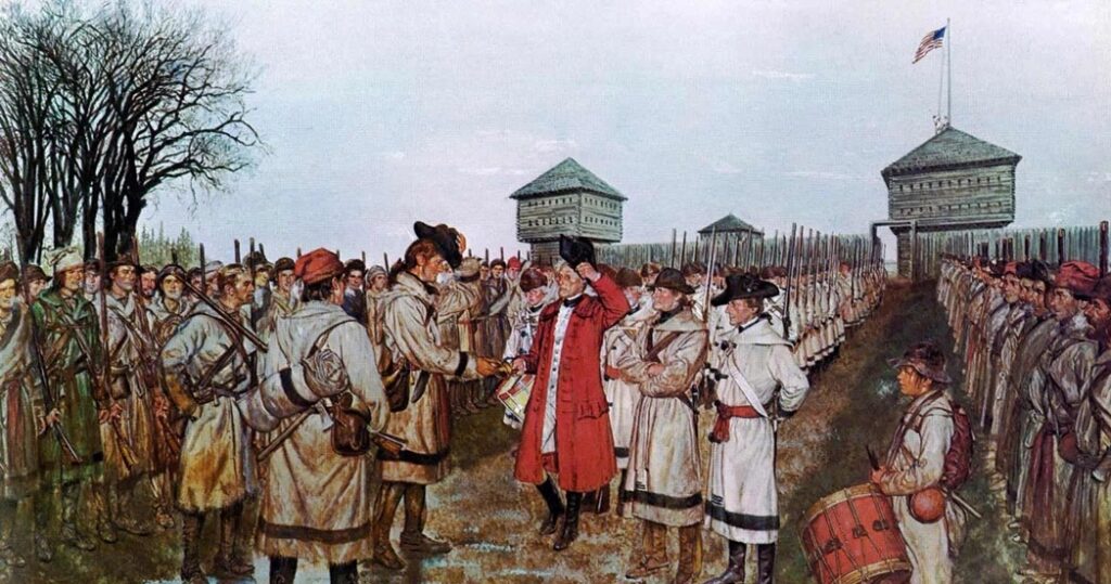 painting of the surrender of fort sackville